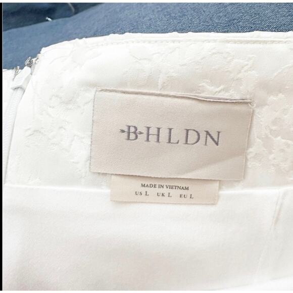 Anthropologie BHLDN Ingrid Stretch Mini Dress Off-Shoulder White Jacquard Size L - Picture 7 of 11